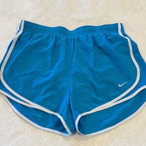 Nike Women's Vibrant Blue and White Athletic Shorts
